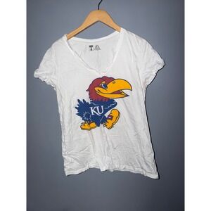 University of Kansas Jayhawks Graphic V-Neck T-Shirt White XL Mens Womens KU‎